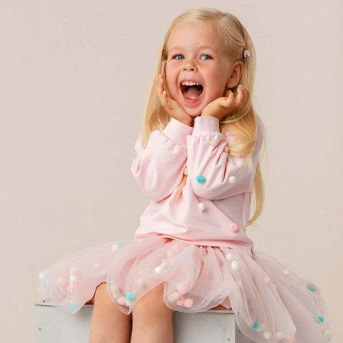 FUSTA TULLE FETITA - cu Pom Pom