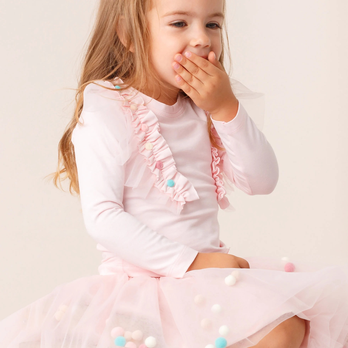 FUSTA TULLE FETITA - cu Pom Pom