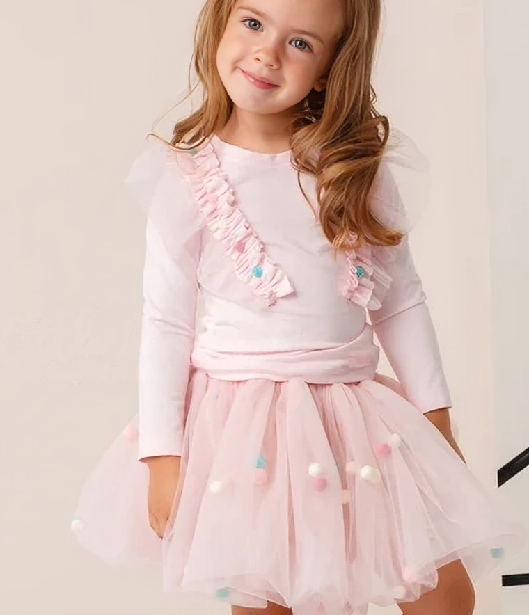 FUSTA TULLE FETITA - cu Pom Pom