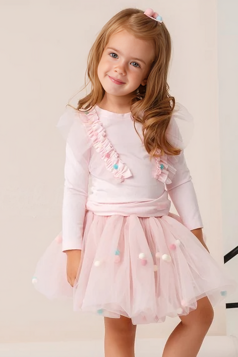 FUSTA TULLE FETITA - cu Pom Pom