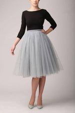 Fusta - FUSTA TULLE FIN GRI (cu Pense)