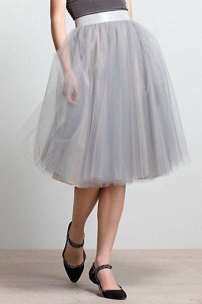 Fusta - FUSTA TULLE FIN GRI (cu Pense)