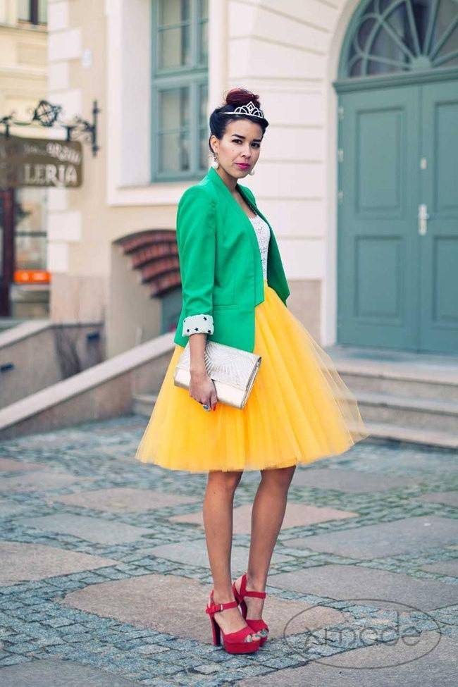 Fusta - FUSTA TULLE GALBENA (cu Pense)