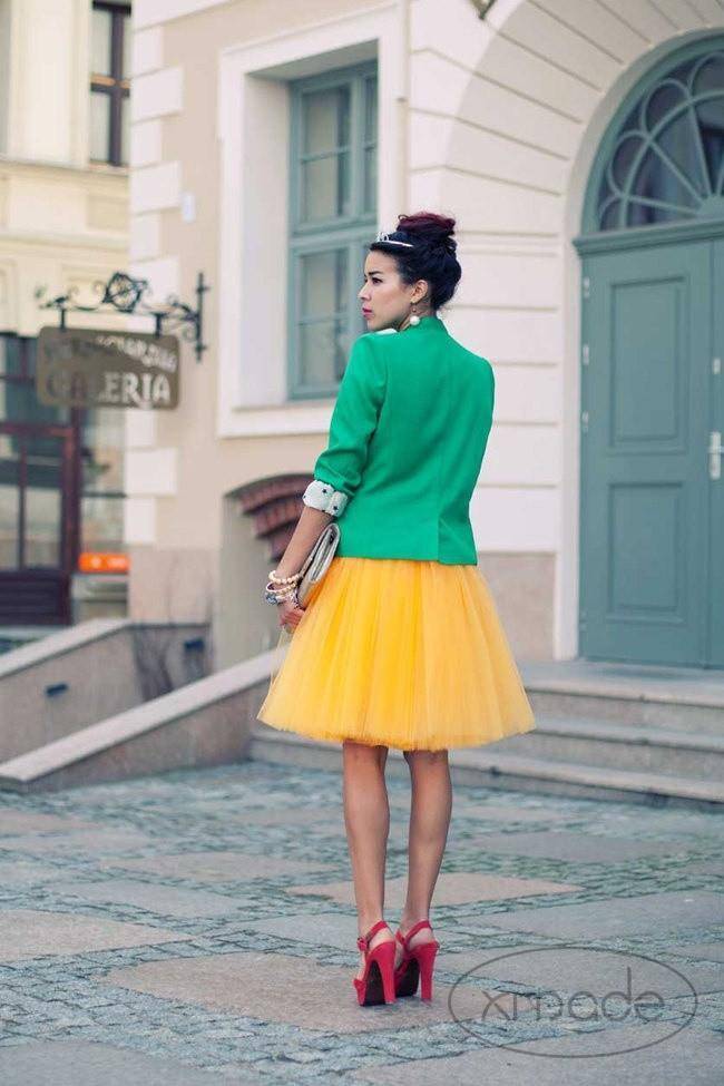 Fusta - FUSTA TULLE GALBENA (cu Pense)
