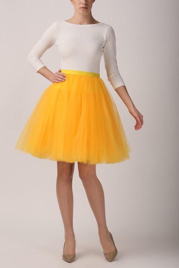 Fusta - FUSTA TULLE GALBENA (cu Pense)