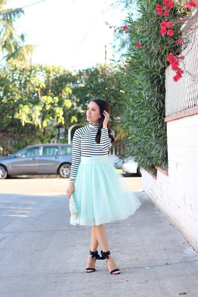Fusta - FUSTA TULLE MENTA (cu Pense)