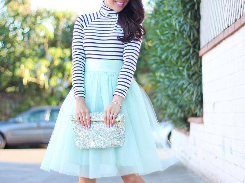 Fusta - FUSTA TULLE MENTA (cu Pense)