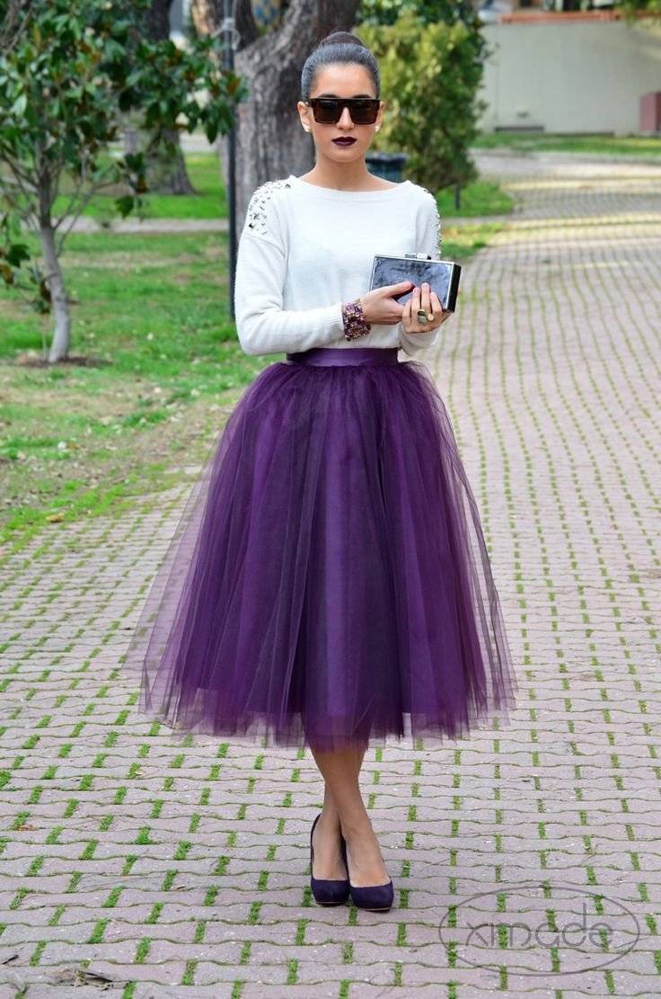 Fusta - FUSTA TULLE MOV (cu Pense)