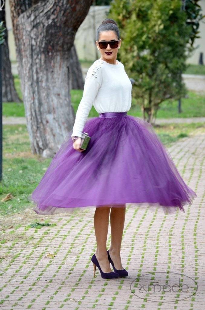 Fusta - FUSTA TULLE MOV (cu Pense)
