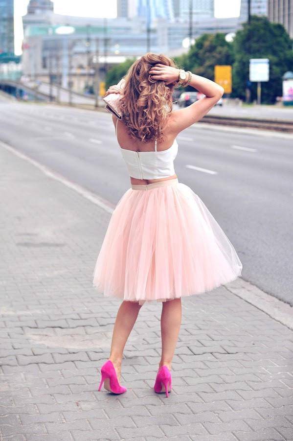 Fusta - FUSTA TULLE ROZ PRAFUIT (cu Pense)