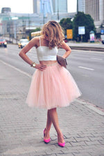 Fusta - FUSTA TULLE ROZ PRAFUIT (cu Pense)